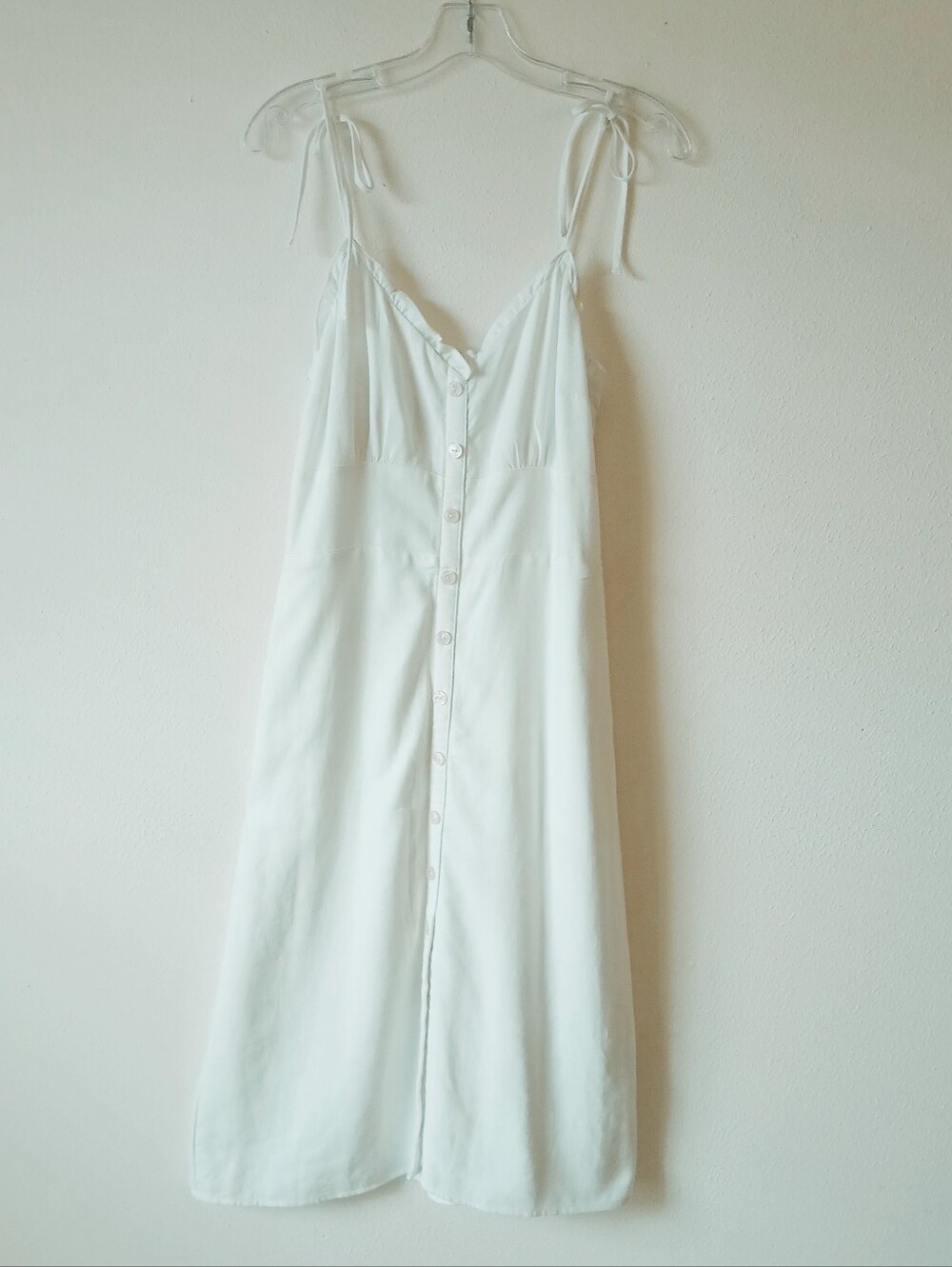 Abercrombie & Fitch White Button-Front Tie-Strap Dress Linen Blend Size Medium